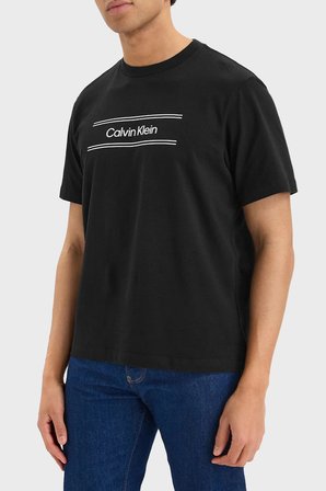 Calvin Klein % 100 Pamuk Bisiklet Yaka Logolu T Shirt LV04LG813GUB1 Erkek T SHİRT LV04LG813G UB1 SİYAH