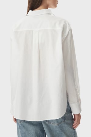 Calvin Klein % 100 Pamuk Relaxed Fit Logolu Klasik Yaka Gömlek LV047G126GYAA Bayan GÖMLEK LV047G126G YAA BEYAZ