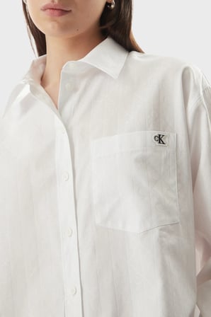 Calvin Klein % 100 Pamuk Relaxed Fit Logolu Klasik Yaka Gömlek LV047G126GYAA Bayan GÖMLEK LV047G126G YAA BEYAZ