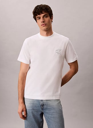 Calvin Klein Jeans Beyaz Erkek T-Shirt LV04RG220GYAF SS 30S JERSEY EASY M