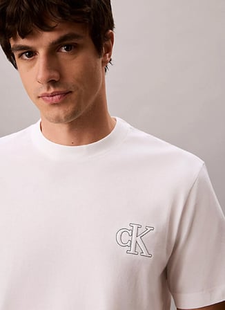 Calvin Klein Jeans Beyaz Erkek T-Shirt LV04RG220GYAF SS 30S JERSEY EASY M
