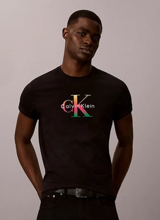Calvin Klein Jeans Siyah Erkek Classic Fit Baskılı T-Shirt LV04RG835GUB1 SS 20S CK PRIDE26 GR
