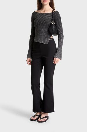 Calvin Klein Logolu Flare Fit Yüksek Bel Pantolon LV047G632GUB1 Bayan PANTOLON LV047G632G UB1 SİYAH