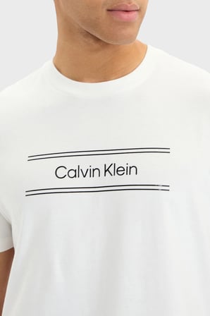 Calvin Klein % 100 Pamuk Bisiklet Yaka Logolu T Shirt LV04LG813GYAF Erkek T SHİRT LV04LG813G YAF BEYAZ