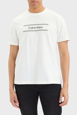 Calvin Klein % 100 Pamuk Bisiklet Yaka Logolu T Shirt LV04LG813GYAF Erkek T SHİRT LV04LG813G YAF BEYAZ