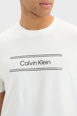 Calvin Klein % 100 Pamuk Bisiklet Yaka Logolu T Shirt LV04LG813GYAF Erkek T SHİRT LV04LG813G YAF BEYAZ