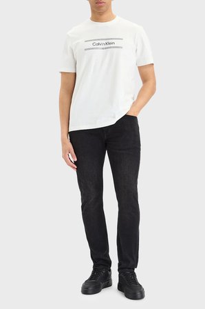Calvin Klein % 100 Pamuk Bisiklet Yaka Logolu T Shirt LV04LG813GYAF Erkek T SHİRT LV04LG813G YAF BEYAZ