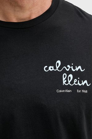 Calvin Klein % 100 Pamuk Slim Fit Logolu Bisiklet Yaka T Shirt LV04RG837GUB1 Erkek T SHİRT LV04RG837G UB1 SİYAH
