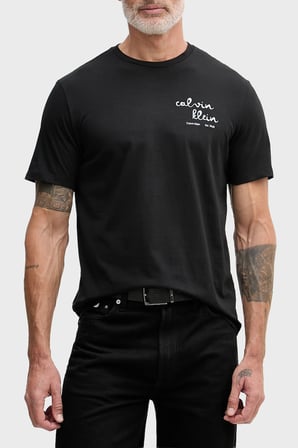 Calvin Klein % 100 Pamuk Slim Fit Logolu Bisiklet Yaka T Shirt LV04RG837GUB1 Erkek T SHİRT LV04RG837G UB1 SİYAH