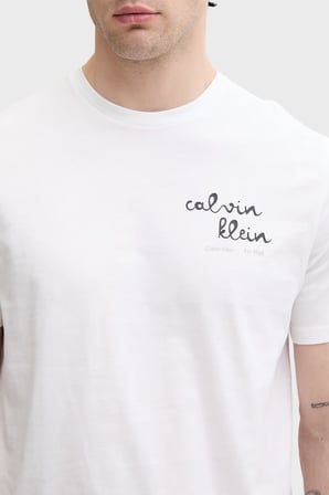 Calvin Klein % 100 Pamuk Slim Fit Logolu Bisiklet Yaka T Shirt Erkek T SHİRT LV04RG837G YAF BEYAZ