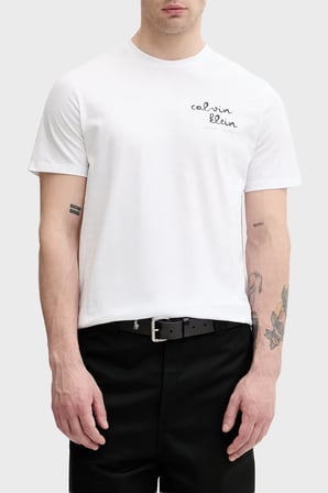 Calvin Klein % 100 Pamuk Slim Fit Logolu Bisiklet Yaka T Shirt Erkek T SHİRT LV04RG837G YAF BEYAZ