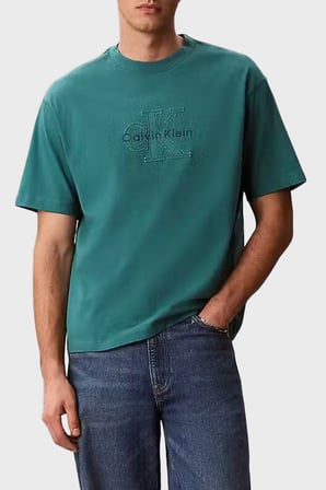 Calvin Klein % 100 Pamuk Relaxed Fit Logolu T Shirt LV04RG814G8ZU Erkek T SHİRT LV04RG814G 8ZU PETROL