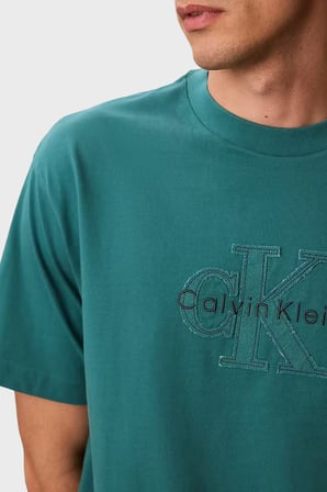 Calvin Klein % 100 Pamuk Relaxed Fit Logolu T Shirt LV04RG814G8ZU Erkek T SHİRT LV04RG814G 8ZU PETROL