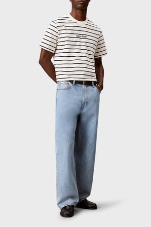 Calvin Klein Çizgili Pamuklu Relaxed Fit Bisiklet Yaka T Shirt LV04RG236GYAS Erkek T SHİRT LV04RG236G YAS KREM