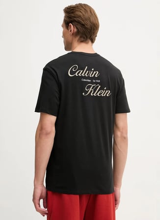 Calvin Klein Jeans Siyah Erkek Classic Fit Logo Baskılı T-Shirt LV04RG804GUB1 SS 30s EU CALVIN KLE