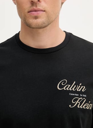 Calvin Klein Jeans Siyah Erkek Classic Fit Logo Baskılı T-Shirt LV04RG804GUB1 SS 30s EU CALVIN KLE