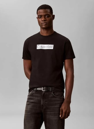 Calvin Klein Siyah Erkek Bisiklet Yaka Baskılı T-Shirt LV04LG811GUB1_SS 30s EU SPW MTL ST