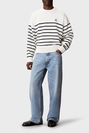 Calvin Klein Pamuk ve Kaşmir Karışımlı Relaxed Fit Logolu Kazak LV04RG305GYAS Erkek KAZAK LV04RG305G YAS KREM