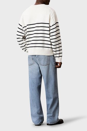 Calvin Klein Pamuk ve Kaşmir Karışımlı Relaxed Fit Logolu Kazak LV04RG305GYAS Erkek KAZAK LV04RG305G YAS KREM
