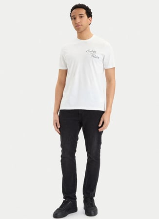 Calvin Klein Jeans Beyaz Erkek Classic Fit Baskılı T-Shirt LV04RG804GYAF SS 30s EU CALVIN KLE