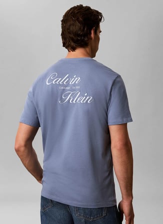 Calvin Klein Jeans Mavi Erkek Classic Fit Baskılı T-Shirt LV04RG804GC4I SS 30s EU CALVIN KLE