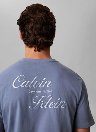 Calvin Klein Jeans Mavi Erkek Classic Fit Baskılı T-Shirt LV04RG804GC4I SS 30s EU CALVIN KLE
