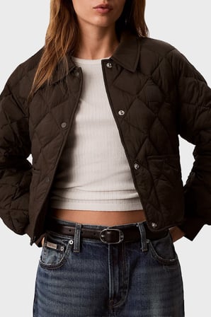 Calvin Klein Kapitoneli Regular Fit Çıtçıt Düğmeli Mont LV047G509GTO2 Bayan MONT LV047G509G TO2 KAHVE