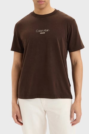Calvin Klein Logolu Pamuklu Regular Fit Bisiklet Yaka T Shirt LV04RB824GTO2 Erkek T SHİRT LV04RB824G TO2 KAHVE