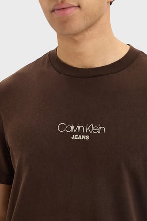 Calvin Klein Logolu Pamuklu Regular Fit Bisiklet Yaka T Shirt LV04RB824GTO2 Erkek T SHİRT LV04RB824G TO2 KAHVE