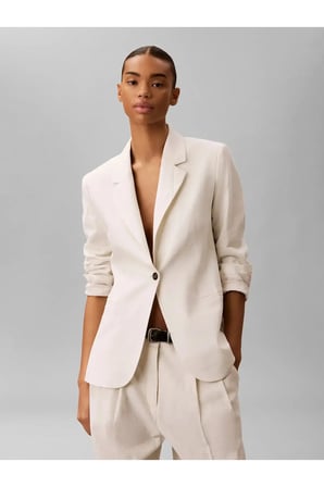 LINEN BLEND BLAZER, YAS Kadın Beyaz Ceket