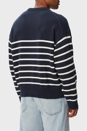 Calvin Klein % 100 Pamuk Çizgili Relaxed Fit Sweat LV04RG305GCEF Erkek SWEAT LV04RG305G CEF LACİVERT