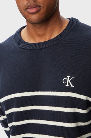 Calvin Klein % 100 Pamuk Çizgili Relaxed Fit Sweat LV04RG305GCEF Erkek SWEAT LV04RG305G CEF LACİVERT