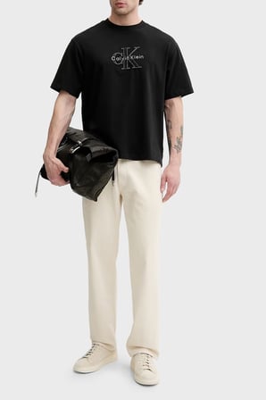 Calvin Klein % 100 Pamuk Relaxed Fit Logolu T Shirt LV04RG814GUB1 Erkek T SHİRT LV04RG814G UB1 SİYAH