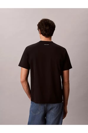 Erkek Normal Kalıp Logo Desenli Yuvarlak Yaka Pamuklu Kısa Kollu Siyah T-Shirt
