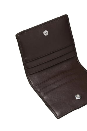 WOVEN FLAP CARD CASE, BAL Kadın Siyah Cüzdan