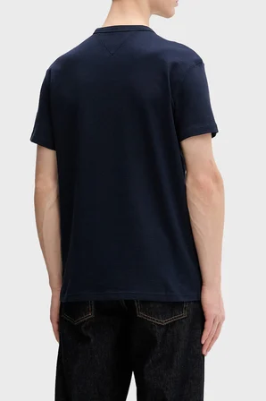 Tommy Jeans Logolu Pamuk Karışımlı Bisiklet Yaka T Shirt Erkek T SHİRT DM0DM22529 C1G LACİVERT