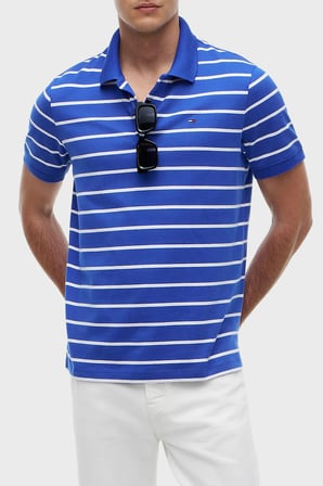 Tommy Jeans Çizgili Pamuklu Regular Fit Düğmeli Polo Yaka T Shirt Erkek POLO YAKA T SHİRT DM0DM22708 C8O MAVİ