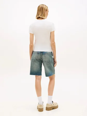 Tommy Hilfiger TJW Dar Kesim Lineer Kadın Beyaz T-shirt DW0DW18398YBL