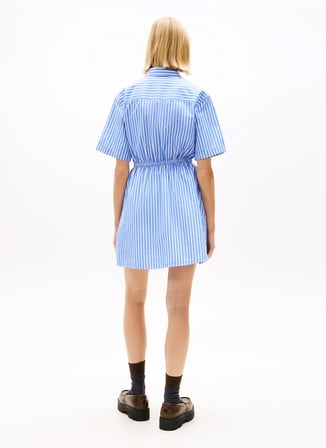 Tommy Jeans Mavi Kadın Gömlek Elbise TJW MINI STRIPE SHIRT DRESS