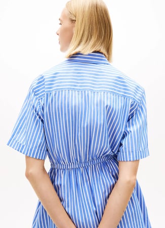 Tommy Jeans Mavi Kadın Gömlek Elbise TJW MINI STRIPE SHIRT DRESS