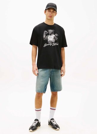 Tommy Jeans Siyah Erkek Regular Fit Baskılı T-Shirt DM0DM22543BDS Siyah T-Shirt