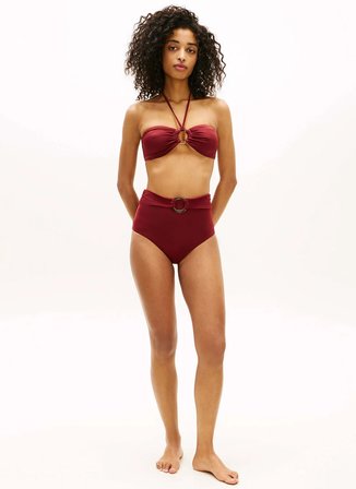 Tommy Hilfiger Bordo Kadın Bikini Alt CLASSIC HIGH WAIST