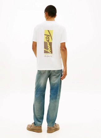 Tommy Jeans Ekru Erkek Regular Fit Baskılı T-Shirt DM0DM22532YBL Ekru T-Shirt