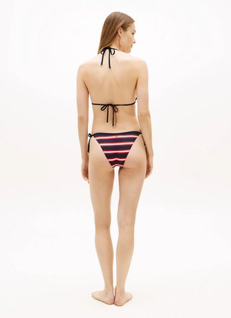 Tommy Hilfiger Lacivert - Kırmızı - Beyaz Kadın Çizgili Bikini Alt V STRING SIDE TIE