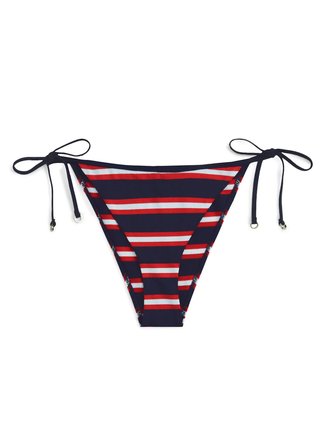 Tommy Hilfiger Lacivert - Kırmızı - Beyaz Kadın Çizgili Bikini Alt V STRING SIDE TIE