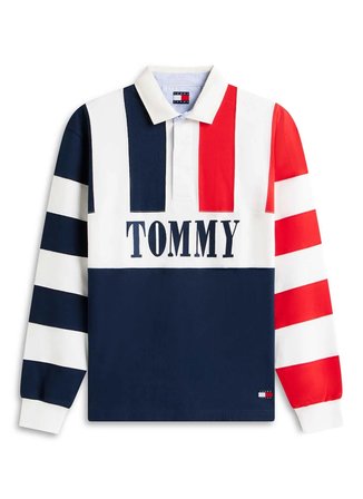 Tommy Jeans Çok Renkli Erkek Relaxed Desenli Polo T-Shirt DM0DM23054C1G Lacivert Polo T-Shirt
