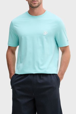 Tommy Hilfiger Logolu Pamuklu Regular Fit Bisiklet Yaka T Shirt Erkek T SHİRT MW0MW43066 CSR AQUA