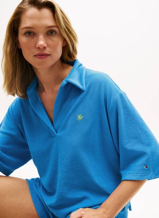 Tommy Hilfiger Mavi Kadın Gömlek TOWELING SHIRT