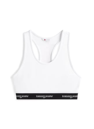 Tommy Jeans Düz Ekru Kadın Sporcu Büstiyer TJW CRP TAPE BRA TOP