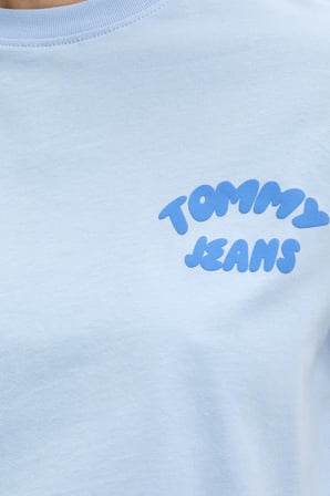 Tommy Jeans Pamuklu Baskılı Regular Fit Bisiklet Yaka T Shirt Bayan T SHİRT DW0DW22310 C1T MAVİ